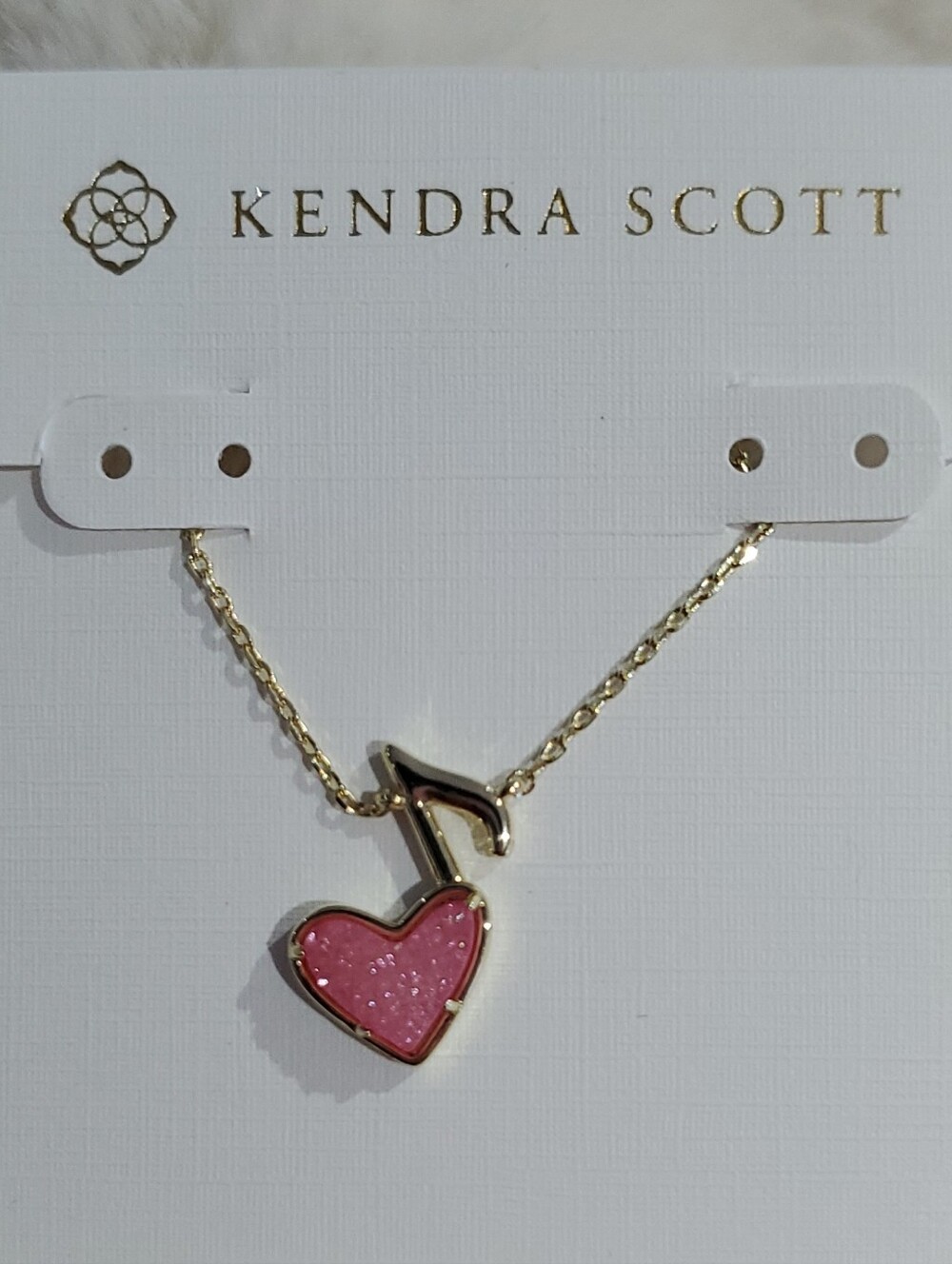 Kendra Scott Ari Pink Heart & Musical Note Sparkle Pendant Necklace Dolly Parton